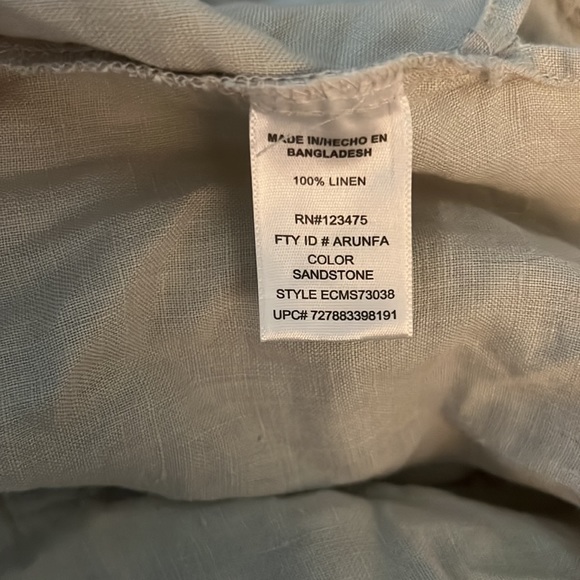 100% Linen Tunic / Blouse / Cover Up from ELLEN TRACY COMPANY - Picture 4 of 5